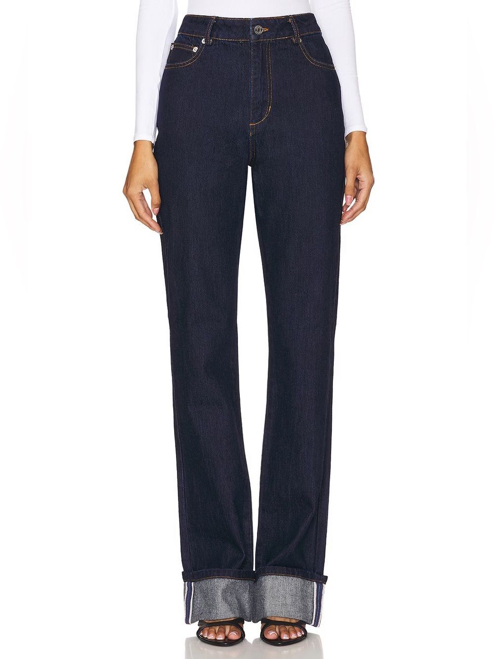 SER.O.YA Ashton High Rise Slim Flare Jeans NWT Size 26 Rinse Denim Dark Indigo